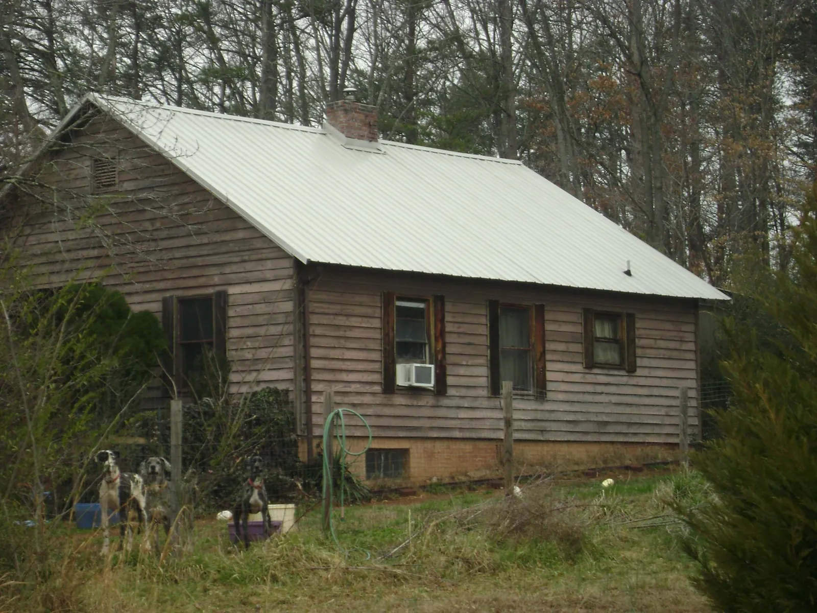 White metal roof on an old wood sided farmhouse, from a Metal Roof Installation job in Bretton Woods